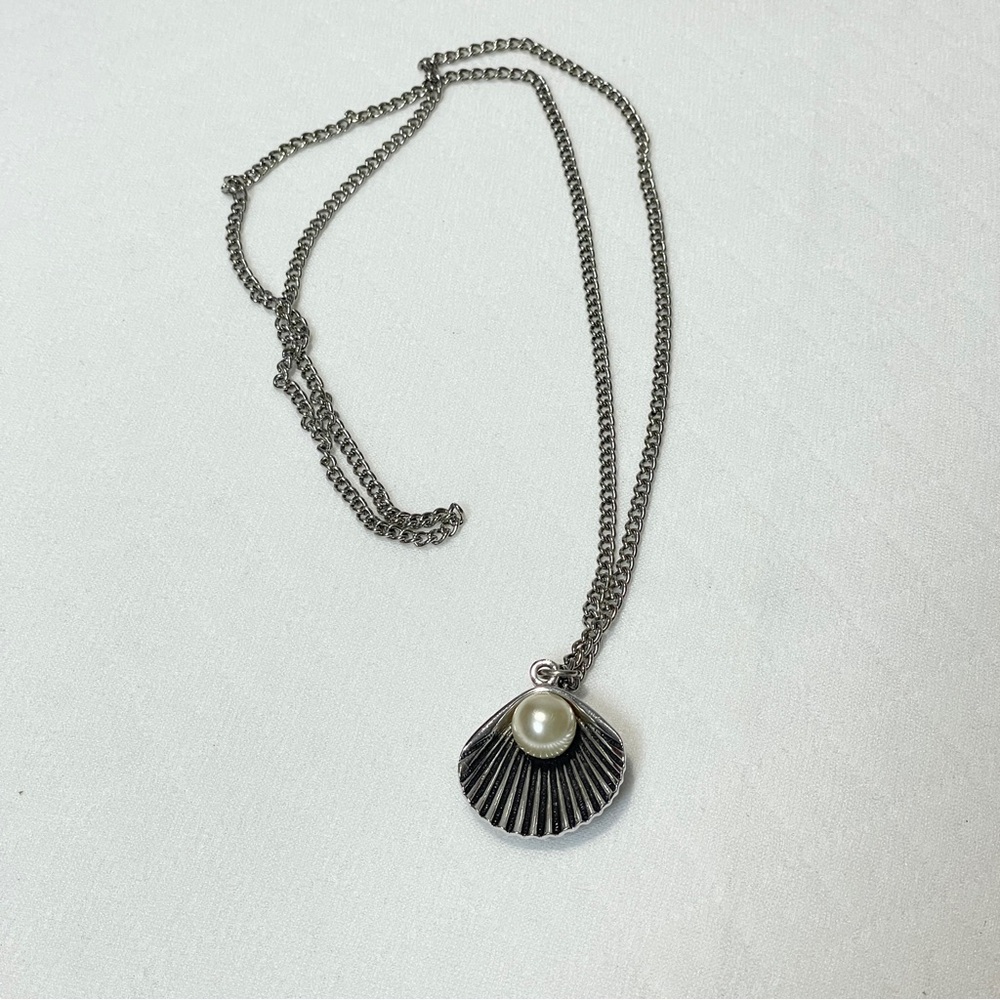 Vintage Sea Shell with Pearl Pendant Necklace |‎ Mermaid Core Boho